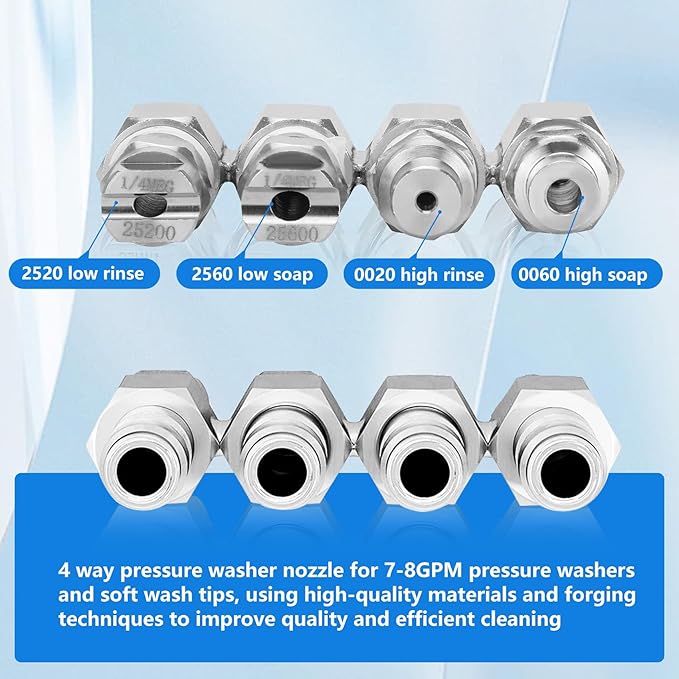 4 Way Rod Nozzle Suitable for 7-8 GPM Rod Pressure Washer Nozzle