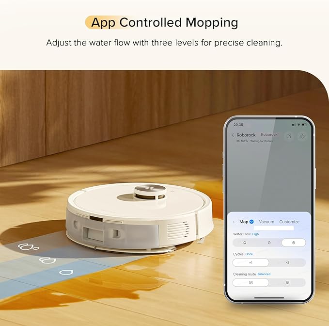 roborock Q7 M5 Robot Vacuum and Mop Combo, 10,000Pa HyperForce Suction, Robotic Vacuum Cleaner, Dual Anti-Tangle System, APP-Controlled Mopping, LiDAR Navigation, for Pet Hair and Carpet, White