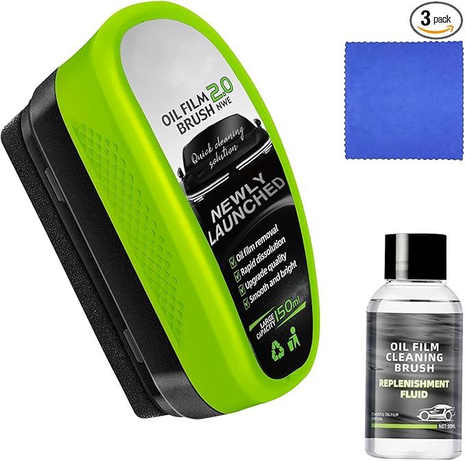 Automotive Oil Film Cleaning Brush for Car Windows,Upgrade 2.0 Clear Vision Glass Cleaner, Car Windshield Cleaner Tool,Universal Cleaning Wipe Board (1PCS)