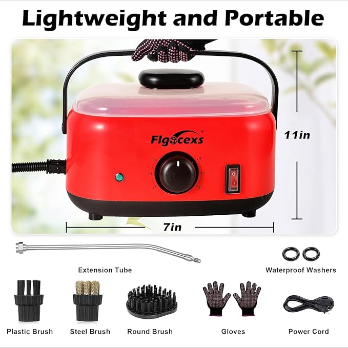 Steam Cleaner for Home,2500W Pressurized Steam Cleaner with 3 Brush Heads Portable Steamer for Cleaning Multi Surface Steam Cleaners with 2L Tank for Floor Car Carpet Upholstery