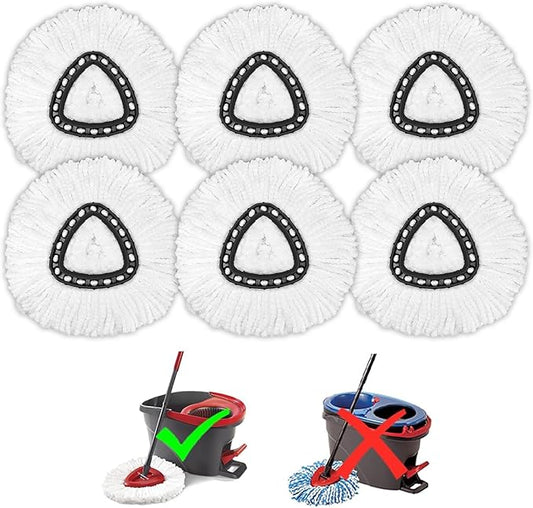 Mop Replacement Heads for O-Ceda Mop Replace Head Easy Wring Spin Mop Heads Replacements, O-Cedar Microfiber Spin Mop Refills, Spin Mop Replacement Head (White-6-pack)