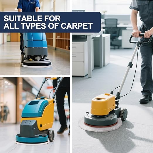 3PK 19inch Commercial Grade Synthetic Carpet Bonnet, Quality Chemical Low-Profile Floor Scrubber Pads, Carpet Scrubber Brush Buffing Pad Mounts to Any Traditional Pad Driver