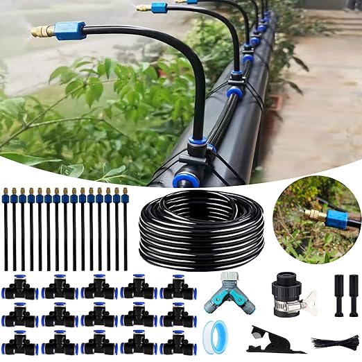 Drip Irrigation Kit, Automatic Irrigation System with Replaceable 360°Bendable Sprayer,atomizing Copper Nozzle for Watering System for Garden Plant Lawn Patio and Yard. (15)