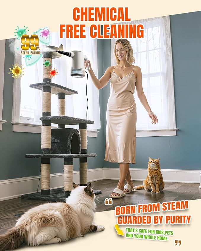 Handheld Steam Cleaner, Pressurized 15s Instant Heat Steam Cleaner for Home, Upgrade 650ML Tank, Lightweight Portable Steamer for Cleaning Kitchen, Grout, Furniture, Couch, Car and Bathroom