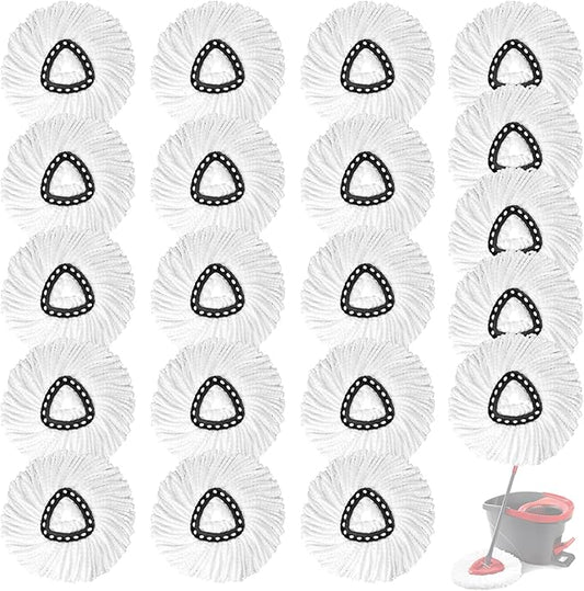 20Pack Spin Mop Replacement Heads,Spinning Mop Replace Head for Floor Cleaning, 100% Microfiber Mop Head Replacement Compatible with Triangle Spin Mop Refill for Easy Wring Mop,White