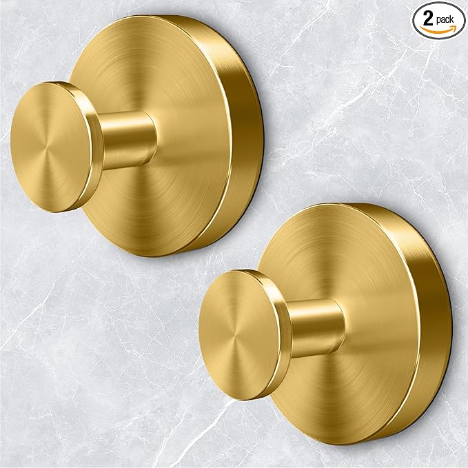 Shower Hooks for Inside Shower,Suction Cup Hooks for Glass Window,Removable Towel Hooks for Bathrooms,2 Packs(Gold)