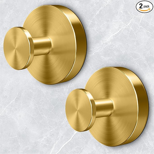 Shower Hooks for Inside Shower,Suction Cup Hooks for Glass Window,Removable Towel Hooks for Bathrooms,2 Packs(Gold)