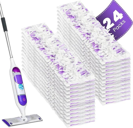 24 Pack Disposable Power Mop Pads Refills Compatible with Swiffer Power Mop Multi-Surface Replacement Mopping Refills Pads for All Hard Floor Cleaning