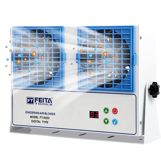 FEITA Ionizing Air Blower Anti Static Ionizer New Cleaning Type Static Fan Electrostatic Discharge Ionizer Blower Dual-Purpose Bracket Industrial ESD Static Eliminator