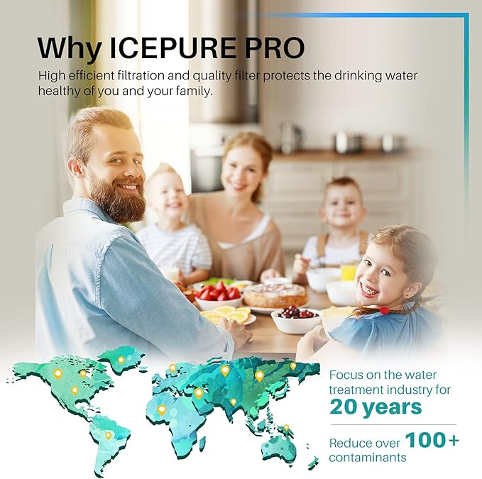 ICEPURE PRO UKF8001 NSF401&473&53&42 Certified Replacement Everydrop EDR4RXD1, Filter 4, Maytag UKF8001AXX UKF8001P, Whirlpool 4396395 WF-UKF8001 FMM-2 MPF15090 SGF-M9 Refrigerator Water Filter 2PACK