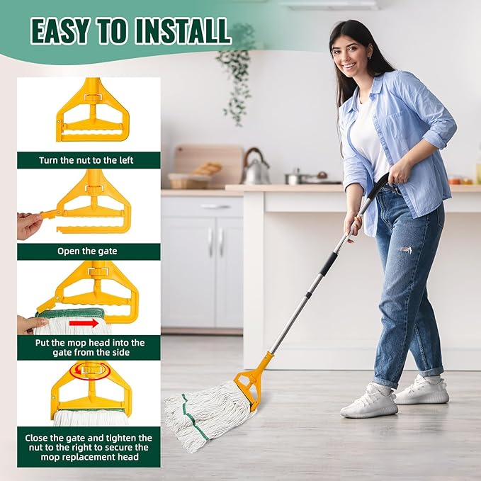 20oz Heavy Mop Replace Head, 6 Pack Commerical Replacement Mop，mop Head Replacement，Reusable Mop Head Refills-Replacement Mop Heads Suitable for Heavy Commercial Industrial Residential Areas