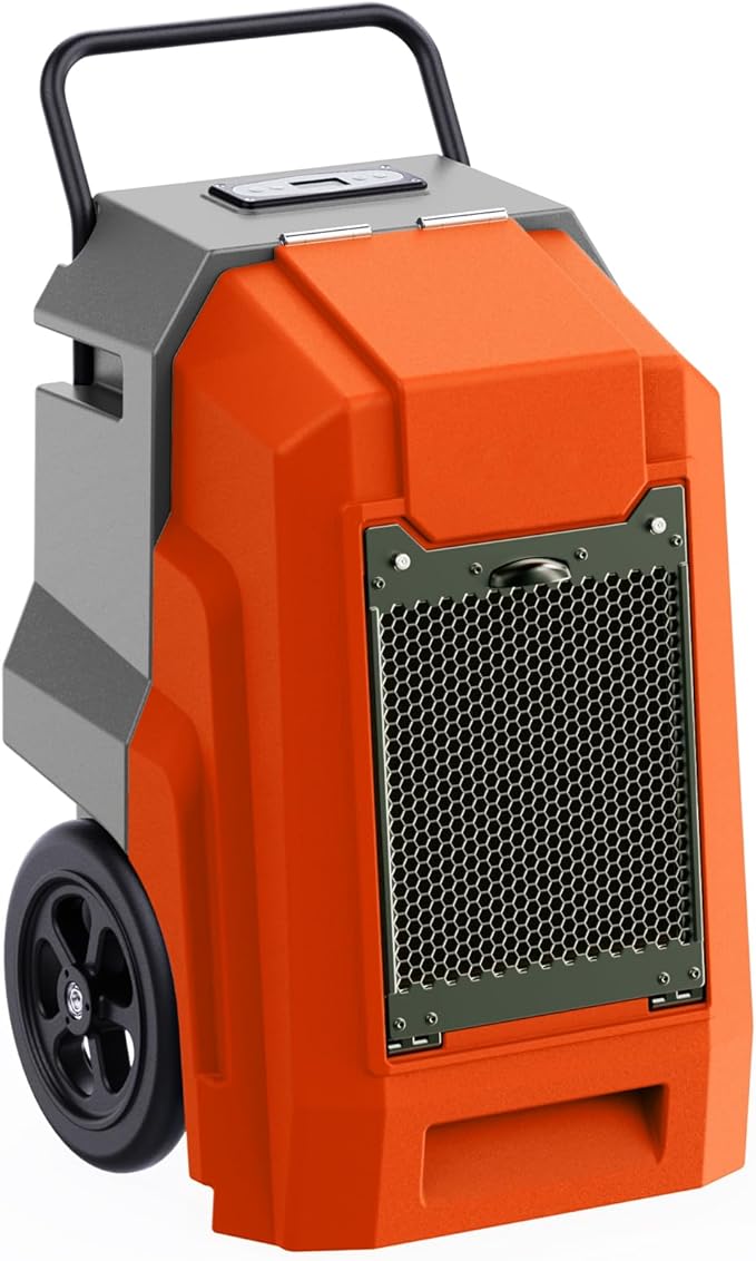 MOUNTO 180Pints LGR Industrial Dehumidifier with Pump and Drain Hose, Portable Commercial Dehumidifier with Wheels for Home, Basements, Garages, and Job Sites (Orange)
