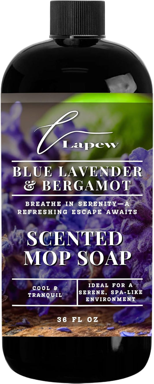 Luxury Floor Cleaner, Scented Mop Soap Concentrate | Hard Floor Cleaner for Tile, Vinyl, Laminate, LVP & Sealed Hardwood | Low-Foam, Streak-Free | 36 oz | Blue Lavender & Bergamot