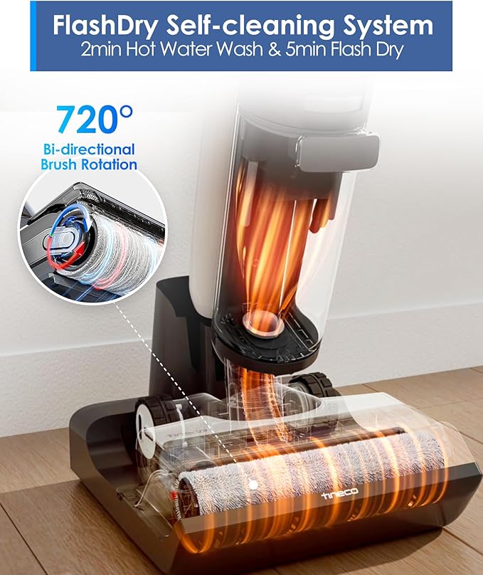 Tineco Floor ONE Switch S7 Wet Dry Vacuum Cleaner, Smart Floor Washer Multi-Function, Self-Cleaning, Extended Battery Lifespan 65Min Runtime, ZeroTangle Brush Dual-Edge Cleaning, Whole-House Cleaning