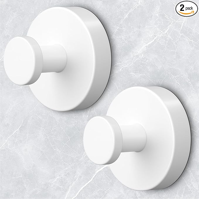 Shower Hooks for Inside Shower,Suction Cup Hooks for Glass Window,Removable Towel Hooks for Bathrooms,2 Packs(White)