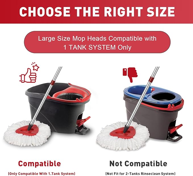 12-Pack Spin Mop Replacement Heads Compatible with Ocedar Mop Heads Replacements, Microfiber Spin Mop Refills Heads for Easy Wring, Mop Head Replacement for Easy House Cleaning Floor Mopping