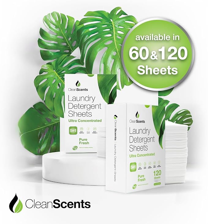 CleanScents Laundry Detergent Sheets (120 Sheets) (Pure Fresh)