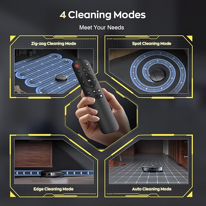 Robot Vacuum and Mop Combo with APP/Voice/Remote Control, 2 in 1 Vacuuming & Mopping Robot, Schedule, Strong Suction, Tangle-Free, Slim & Quiet, for Homes with Pets, Low Pile Carpet & Hard Floors