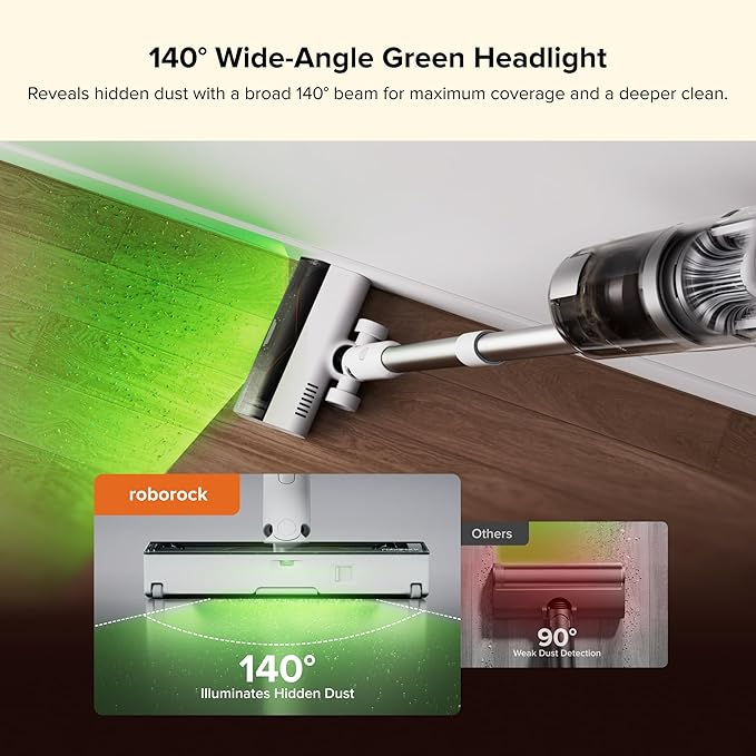 roborock H60 Hub Cordless Stick Vacuum Cleaner with Auto-Empty Dock, 115AW Suction for Carpets and Hard Floors, Vacuum Cleaners with 60-Min Runtime, Anti-Tangle Brush, 140° Green LED Dust Detection
