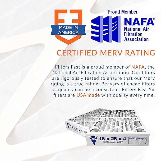 Filters Fast 18x24x1 Air Filter MERV 11, 1" AC Furnace Air Filters, Made in the USA, Actual Size: 17.75"x23.75"x0.75, 6 Pack