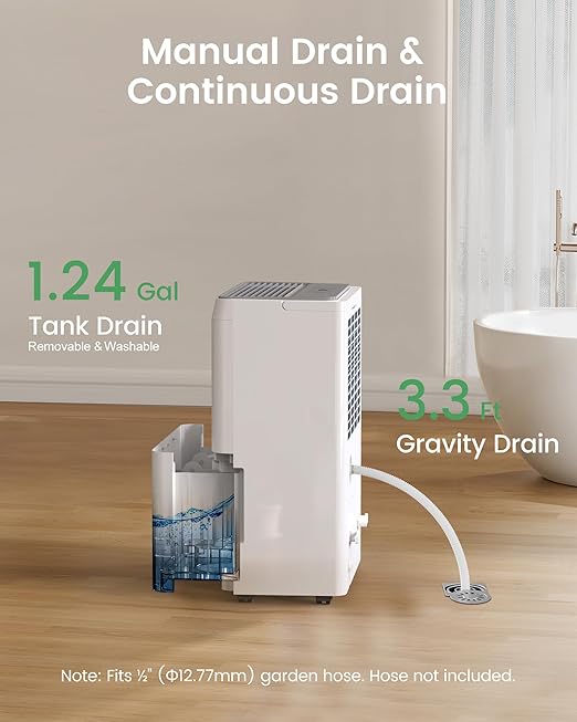 Waykar 5000 Sq.Ft 2025 Energy Star Dehumidifier for Home, Basement, Bedroom, Bathroom, Max 80 Pint/D(Standard 63 Pint/D) with Drain Hose&Water Tank, Ultra Quiet(40 dB), Intelligent Humidity Adjustment