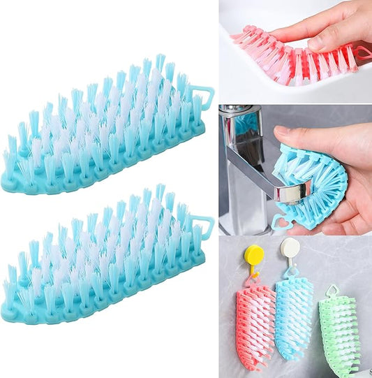 Bendable Scrub Brush, Deep Cleaning for Pool, Tub, Sink Non-Slip Grip, Sturdy Nylon Bristles,2 Pack-Blue