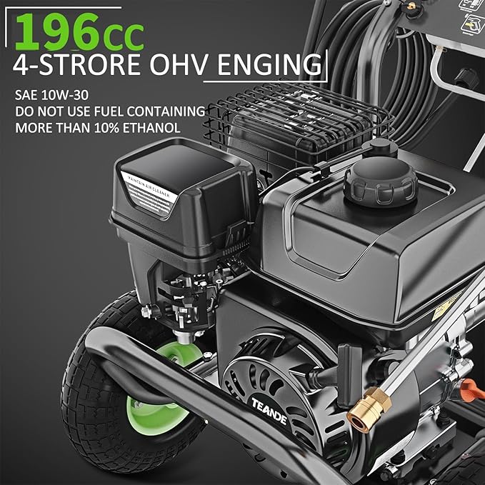4200PSI Gas Pressure Washer 4.0GPM Gas Power Washer Gas Powered Washing Machine Commercial High Pressure Washer with 25ft Hose&5 Spray Nozzles for Patio Garden Yard Vehicle,EPA/CARB/ETL (Black)