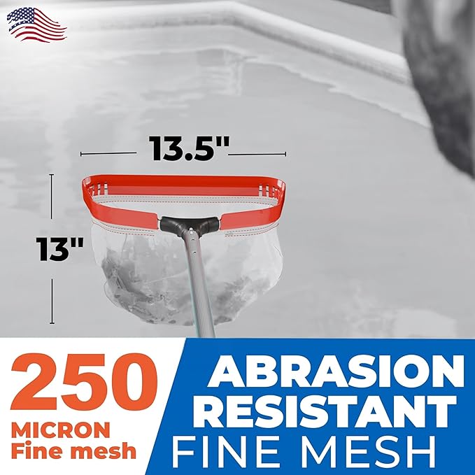 ProTuff 13" Silt Net Pool Skimmers for PROS – 6 Pack – “490 Promise” Unlimited, Unconditional Replacement – Ultra-Durable Ultra-Fine Net for Silt – Heavy-Duty Aluminum Frame & EZ-Clip Pole Attachment