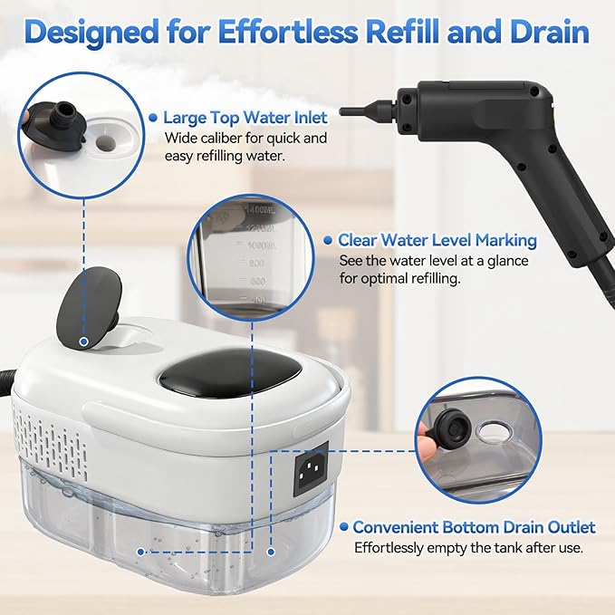 Steam Cleaner,2500W High-Pressure Steamer for Cleaning, 15s Fast Heat-Up&1.4L Large Tank,3-Level Adjustable Handle with 14 Accessories,Portable Steam Cleaner for Home,Car,Furniture,Bathroom