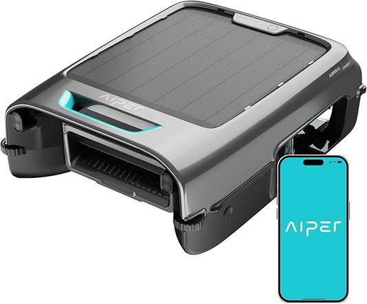 AIPER Surfer S2 Solar Powered Pool Surface Skimmer Robot with APP Support, 24/7 Continuous Cleaning, Dual Charging Modes, Smart Obstacle Avoidance, 150-um Filtration, OTA Upgrade