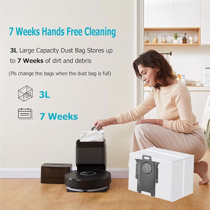 12 Pack Dust Bag Compatible with Roborock Q7 M5+, Q10 S5+/Q10 X5+, S8 Pro Ultra, S8+, Q7 Max+, Q8 Max+, Q5 Max+, Q5+, Q5 Pro+, S7 Max Ultra, S7 MaxV Ultra, Q7+ Vacuum Cleaner,3L Disposable Bag