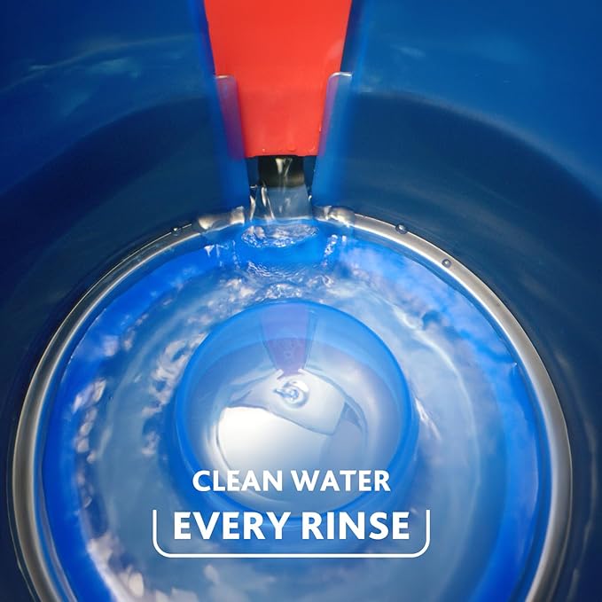 O-Cedar RinseClean Spin Mop & Bucket System + 2 Extra Mop Heads| Clean with Water | Removes 99% of Bacteria Plastic