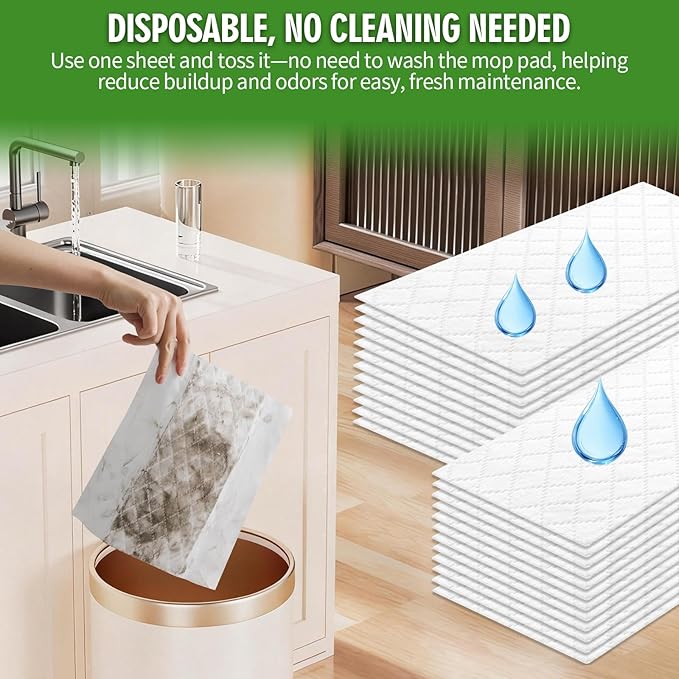 24 Count Wet Pad Refill Heavy Duty Compatible with Swiffer Sweeper Mop, Disposable Wet Mopping Cloths for Multi-Surface Floor Cleaning, Unscented