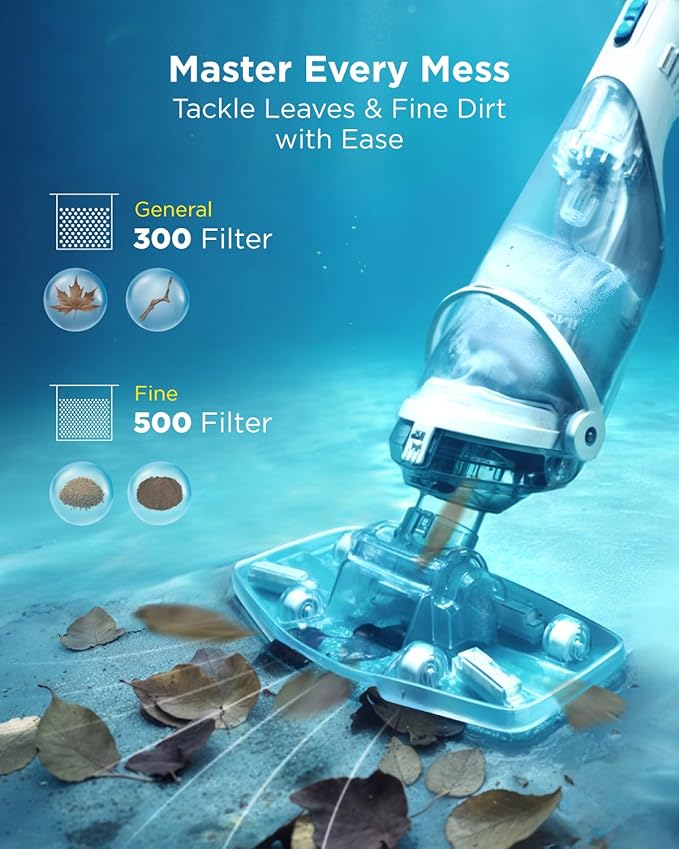 InoKraft Pool Vacuum for Above Ground Pool, Cordless Handheld Pool Vacuum for Inground Pools, Rechargeable Pool Cleaner with Powerful Suction up to 18.5 gallons/min, Ideal for Leaves, Debris, Yellow