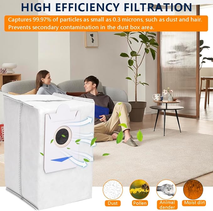 14Pcs Dust Bags Replacement for Ecovacs T30S(Not Combo) X2/X2 Pro/X2 Omni/X5 Omni Robot Vacuum Cleaner, 3L Large Capacity Disposable Replacement Bags