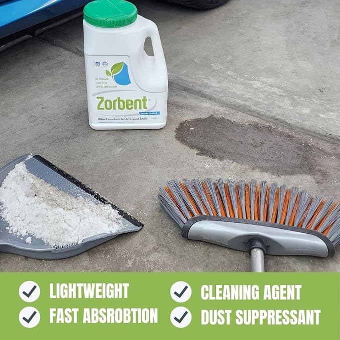Zorbent Liquid Spill Cleanup 10 Quart Bag | 16X More Absorbent for Grease, Oil, Blood – Reusable for Floor, Carpet, Pet Accident, or Biohazard Mess – Fast Acting, Lightweight, Non-Toxic