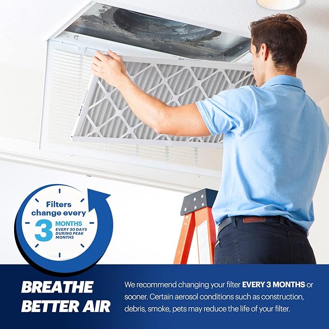 BNX TruFilter 16x25x1 MERV 13 (2-Pack) AC Furnace Air Filter - MADE IN USA - Electrostatic Pleated Air Conditioner HVAC AC Furnace Filters - Removes Pollen, Mold, Bacteria, Smoke