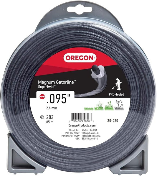 Oregon Magnum Gatorline .095" x 282-Foot Heavy Duty Trimmer Line – Twisted String for Gas & Electric Grass Trimmers and Brushcutters, Fits Most Standard Models (Pack of 12)