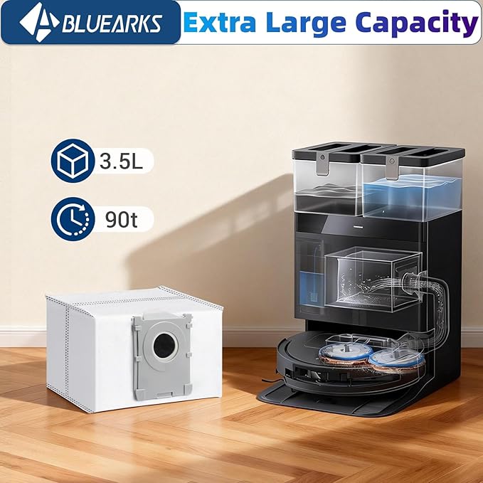 14Pcs Dust Bags,Compatible with Ecovacs Deebot X8 Pro Omni/T50 Pro Omni/T50 Max Pro Omni/T80 Omni/X9 Pro Omni/Yeedi S14 Plus Robot Vacuum,3.5L Liter Activated Carbon Vacuum Bags,Four-Layer Structure