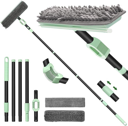 Window Squeegee Set 2-in-1 Window Cleaning Tool 73.6In Pole, Window Cleaner Squeegee for Home, Squeegee for Shower Glass, Car Window Squeegee Windshield Cleaner Tool