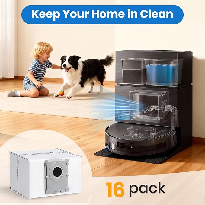 16 Pack X11 Dust Bags Compatible with ECOVACS DEEBOT X11 Pro Omni/X11/X11 Pro Robot Vacuum Reusable Dust Bags 2L Large Capacity Heavy Duty Bags for Home Vacuum