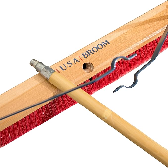 1-Pack - 36" Everyday Sweep Indoor/Outdoor Push Broom with 60" Handle. Ideal for Garages & Shops. Durable American Made Steel Brackets-All Stainless Steel Hardware. No Plastic. 100% USA Made