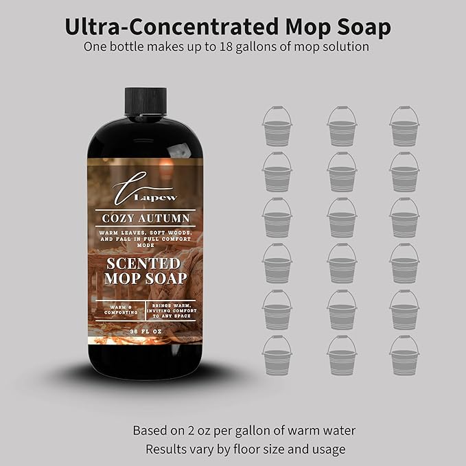 Luxury Floor Cleaner, Scented Mop Soap Concentrate | Hard Floor Cleaner for Tile, Vinyl, Laminate, LVP & Sealed Hardwood | Low-Foam, Streak-Free | 36 oz | Cozy Autumn