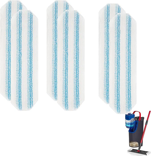 6 Pack Reusable Mop Pads Compatible with O-Cedar/Vileda H2prO System,Microfiber Pads Refills Machine Washable Up to 100 Times Wet Dry Use Suitable for All Floor Types (6 Pack)