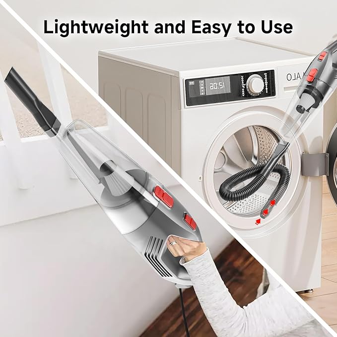 Corded Stick Vacuum Cleaner - Lightweight, Powerful Suction with 450W Motor, 3-in-1 16.4Ft Cord Vacuum Cleaners for Home, Hard Floor, Carpet, Pet Hair Black Gray