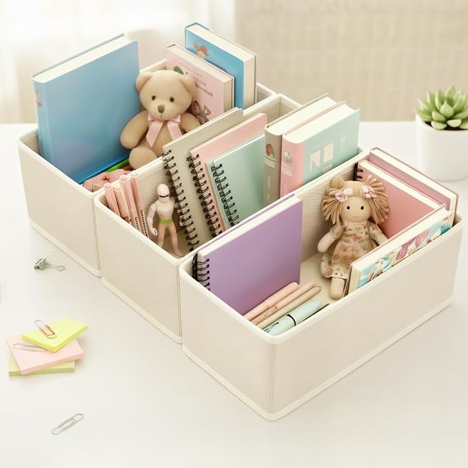 3-Pack Breathable Mesh Drawer Organizer - Foldable Fabric Storage for Underwear, Bras & Socks, Removable Dividers for Bedroom & Closet, Beige