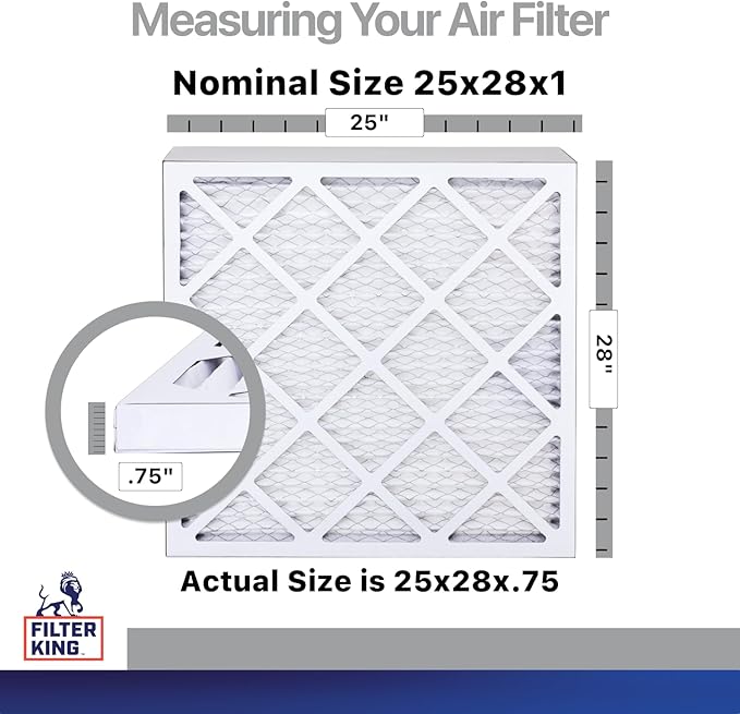 Filter King 25x28x1 Air Filter | 4-PACK | Carbon MERV 8 HVAC Pleated A/C Furnace Filters | MADE IN USA | Actual Size: 25 x 28 x .75"