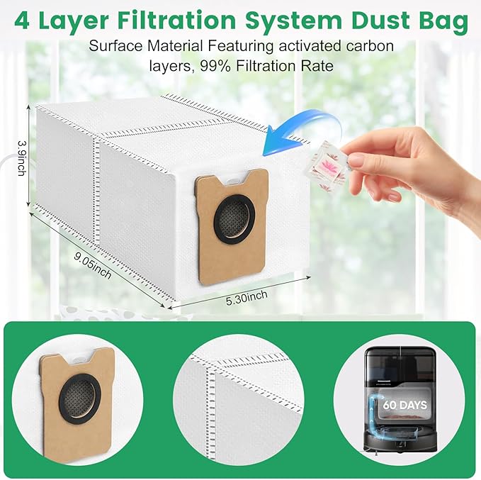 34 Pack for eufy Omni C20 Robot Vacuum Accessories Kit，2 Mainbrush 6 Filter 6 Dust Bag 6 mop pads 6 Sidebrush 1Cleaning Brush 1Screwdriver,6 Incense Chips