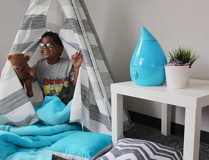 Crane Ultrasonic Cool Mist Humidifier for Bedroom, Baby Nursery, Kids Room, Plants, or Office, Large 1 Gallon Tank, Filter Optional, Aqua