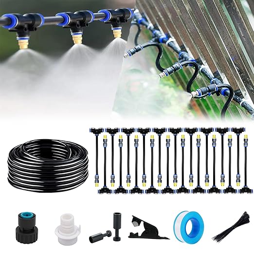 Update 82Ft Irrigation Copper Nozzle System, Automatic Irrigation System with Replaceable 360°Bendable Sprayer,atomizing Copper Nozzle for Watering System for Garden Plant Lawn Patio and Yard. (20)